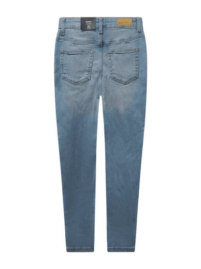 C&A - GIRL HIGH RISE SKINNY MID BLUE DENIM - NARROW LEG RIPPED WASHED - AGE 8-16