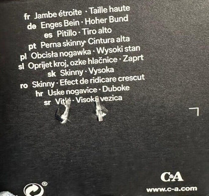 C&A - GIRL HIGH RISE SKINNY MID BLUE DENIM - NARROW LEG RIPPED WASHED - AGE 8-16