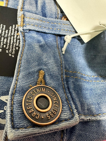 C&A - GIRL HIGH RISE SKINNY MID BLUE DENIM - NARROW LEG RIPPED WASHED - AGE 8-16